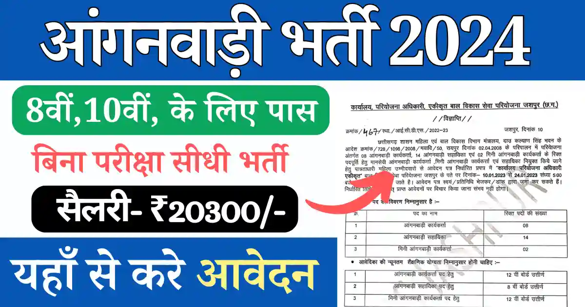 आंगनवाड़ी भर्ती 2024, Anganwadi Bharti 2024, CG Anganwadi Bharti 2024