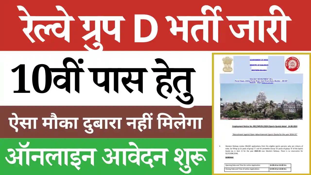 Railway Group D Bharti 2024, RRB Group D Vacancy 2024, रेलवे ग्रुप डी भर्ती 2024