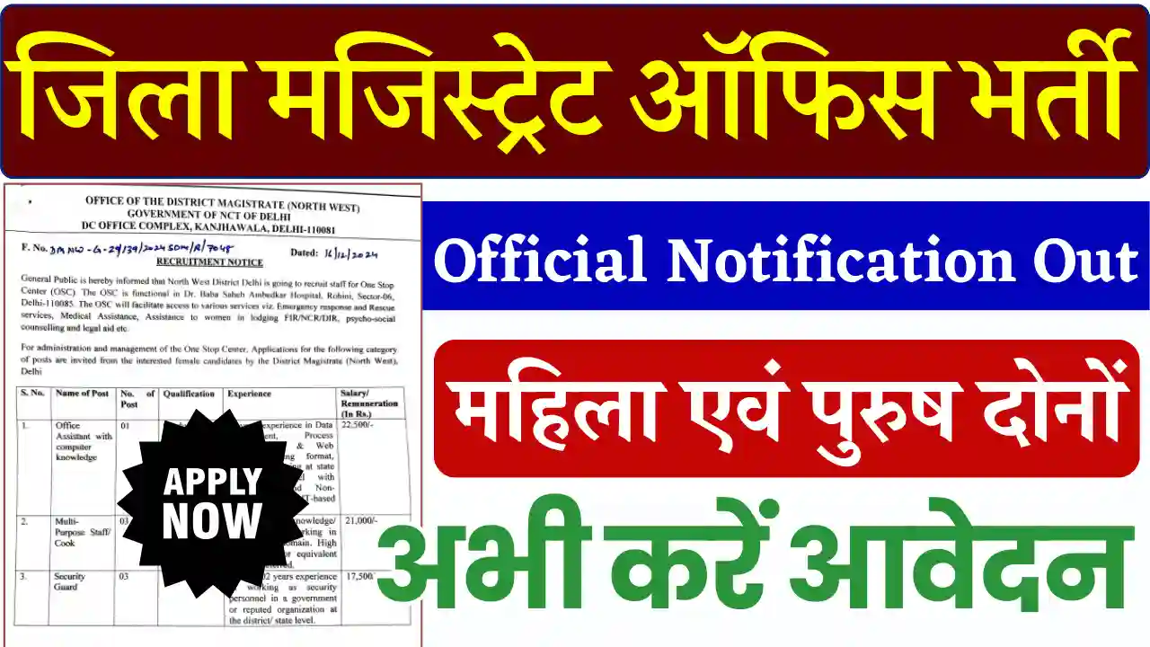 District Magistrate Office Vacancy, जिला मजिस्ट्रेट ऑफिस भर्ती, District Magistrate Office Recruitment 2025