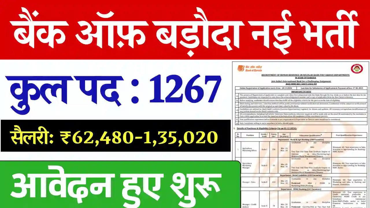 बैंक ऑफ़ बड़ौदा नई भर्ती 2025, Bank of Baroda SO Vacancy 2025, BOB Specialist Officer Vacancy 2025