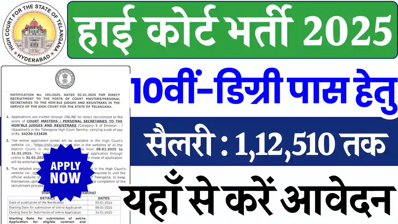 TG High Court Vacancy 2025, High Court Vacancy 2025, हाई कोर्ट भर्ती 2025