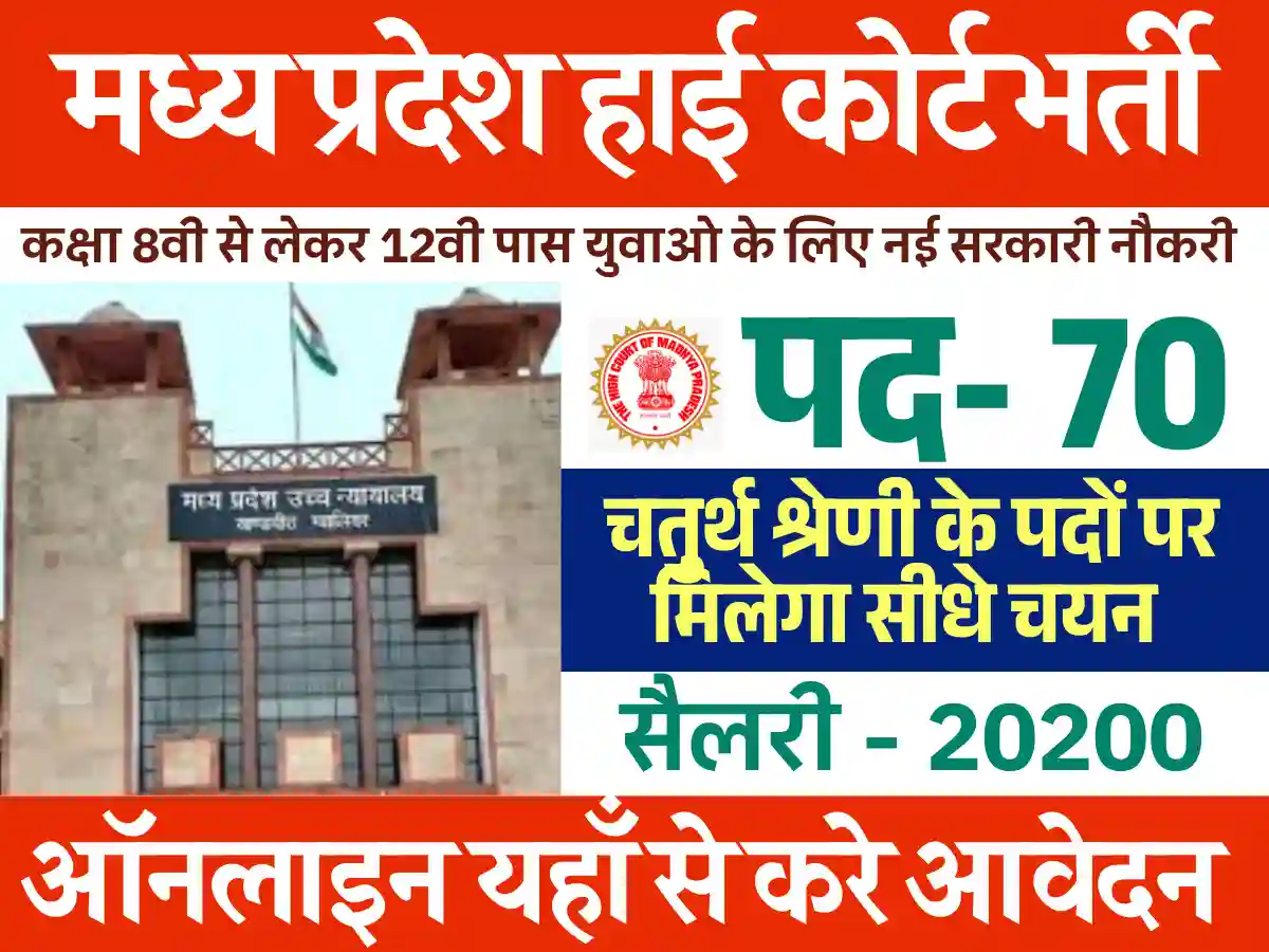 MP High Court Recruitment 2025: कक्षा 8वीं से 12वीं पास के लिए हाई कोर्ट भर्ती 2025